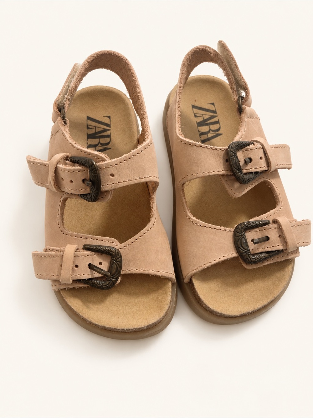 Zara Kids Blush Tan Double-Buckle Sandals